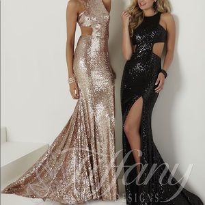 Sequenced halter prom dress